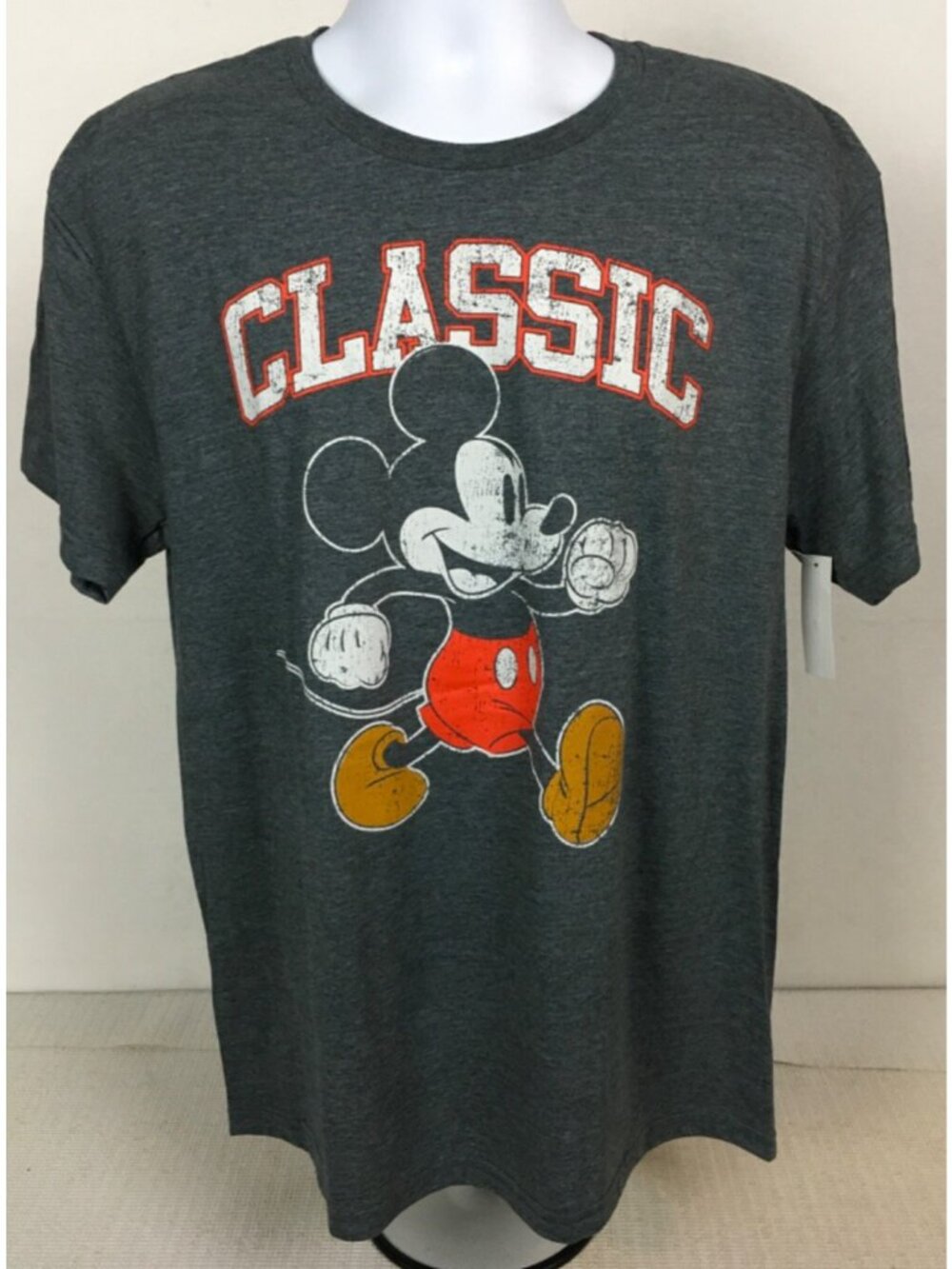 Disney T shirt Unisex Size L 42 Gray Classic Mickey Mouse Short Sleeves New